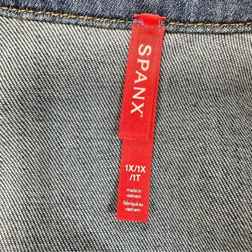 Spanx tie front denim shirt jacket sz 1X - Picture 6 of 7